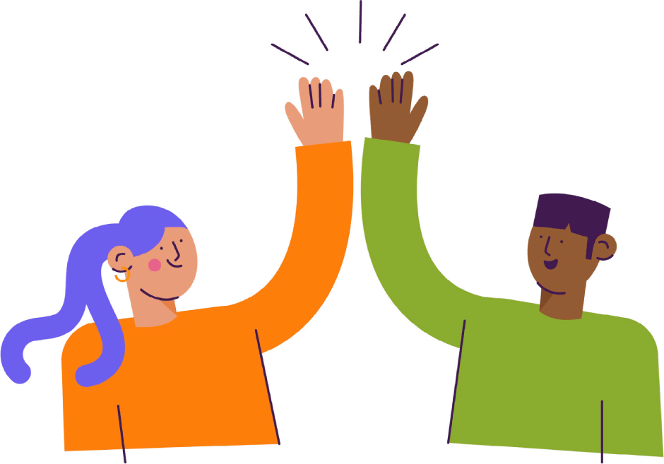 Illustration of man and woman giving high-five